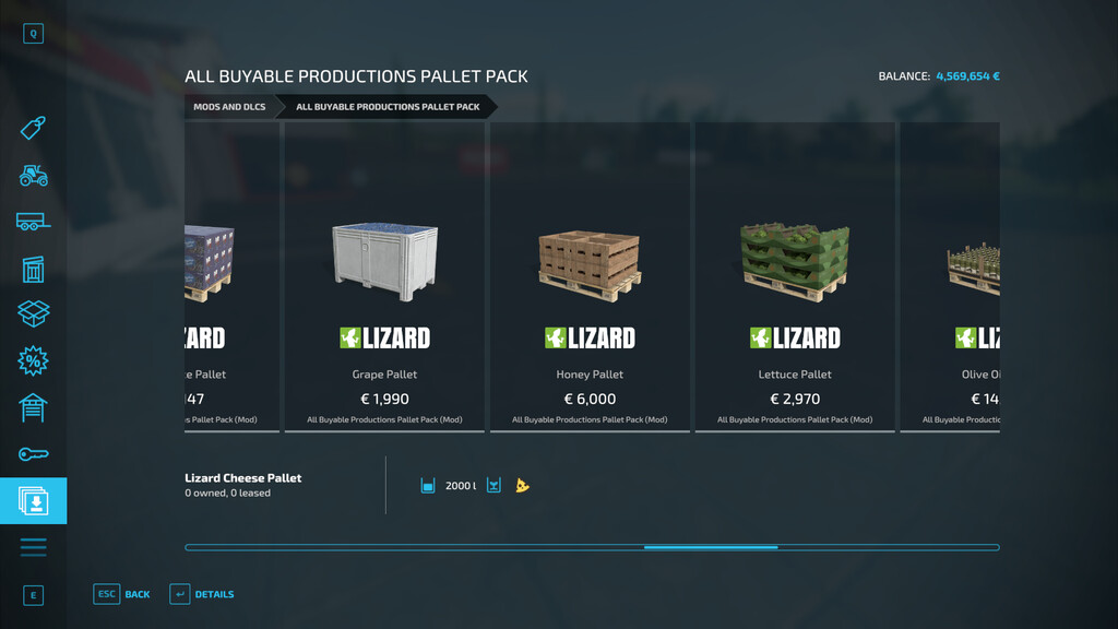 LS22,Anbaugeräte,Ladegüter,Paletten,Alle käuflichen Productions Paletten Paket