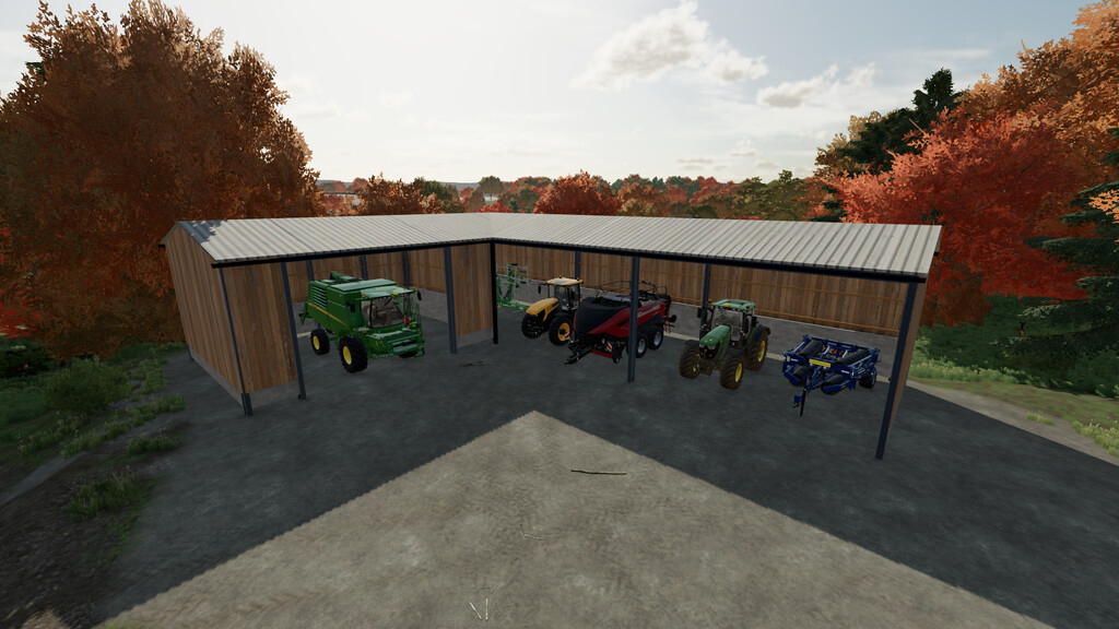 landwirtschafts farming simulator ls fs 22 2022 ls22 fs22 ls2022 fs2022 mods free download farm sim Fahrzeugschuppen In L-Form 1.0.0.0