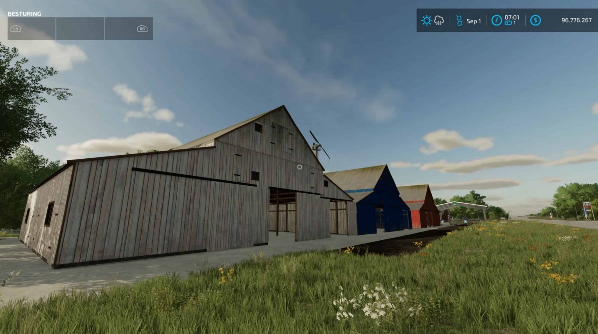 landwirtschafts farming simulator ls fs 22 2022 ls22 fs22 ls2022 fs2022 mods free download farm sim Holzscheune in Weiß, Rot, Braun oder Blau 2.0